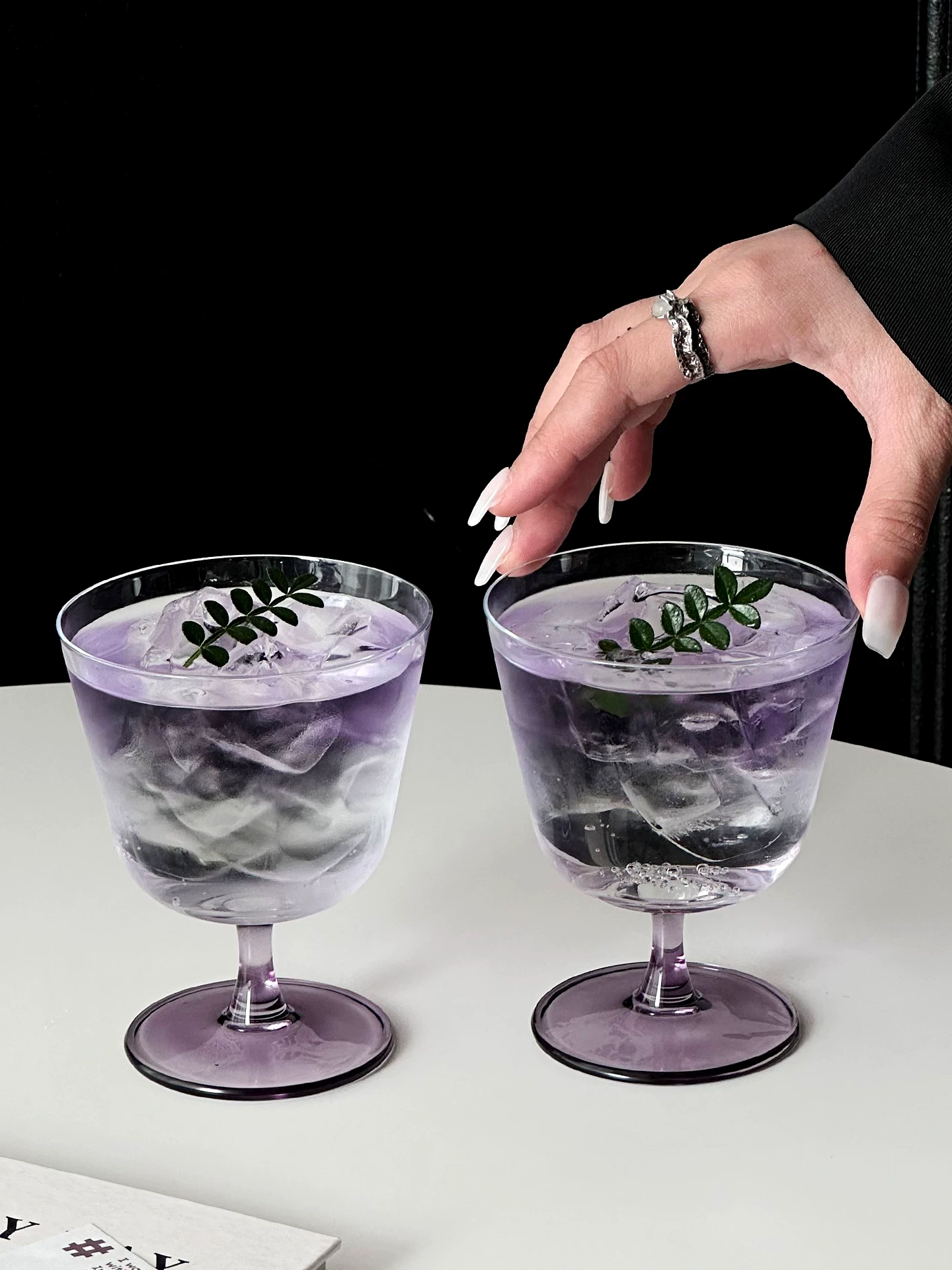 Ly rượu tím cao cấp phong cách Ins, ly thủy tinh mỏng, ly uống đồ uống đặc biệt, ly cocktail hơi say, ly cà phê