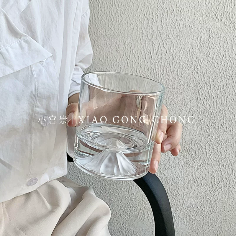 Ly nước pha trà kiểu Nhật phong cách Fuji, ly uống nước kiểu Nhật, ly uống trà dùng trong nhà, ly uống rượu whisky sáng tạo hình tảng băng cho nữ