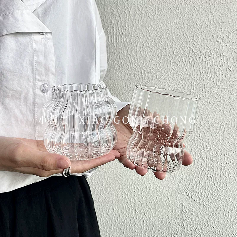 Ly cà phê đá kiểu dáng Niche Ins, ly sữa latte thủy tinh, thiết kế cổ điển, ly uống đồ uống