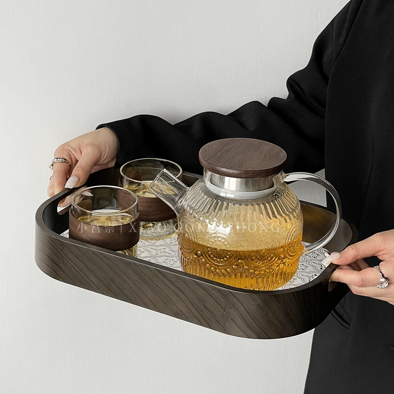 Bộ trà hoa mẫu đơn kiểu cổ điển Trung Hoa, khay trà, tách trà, cốc nước, khay đựng, khay trà gia dụng, khay đựng đồ ăn nhẹ, khay đựng trái cây