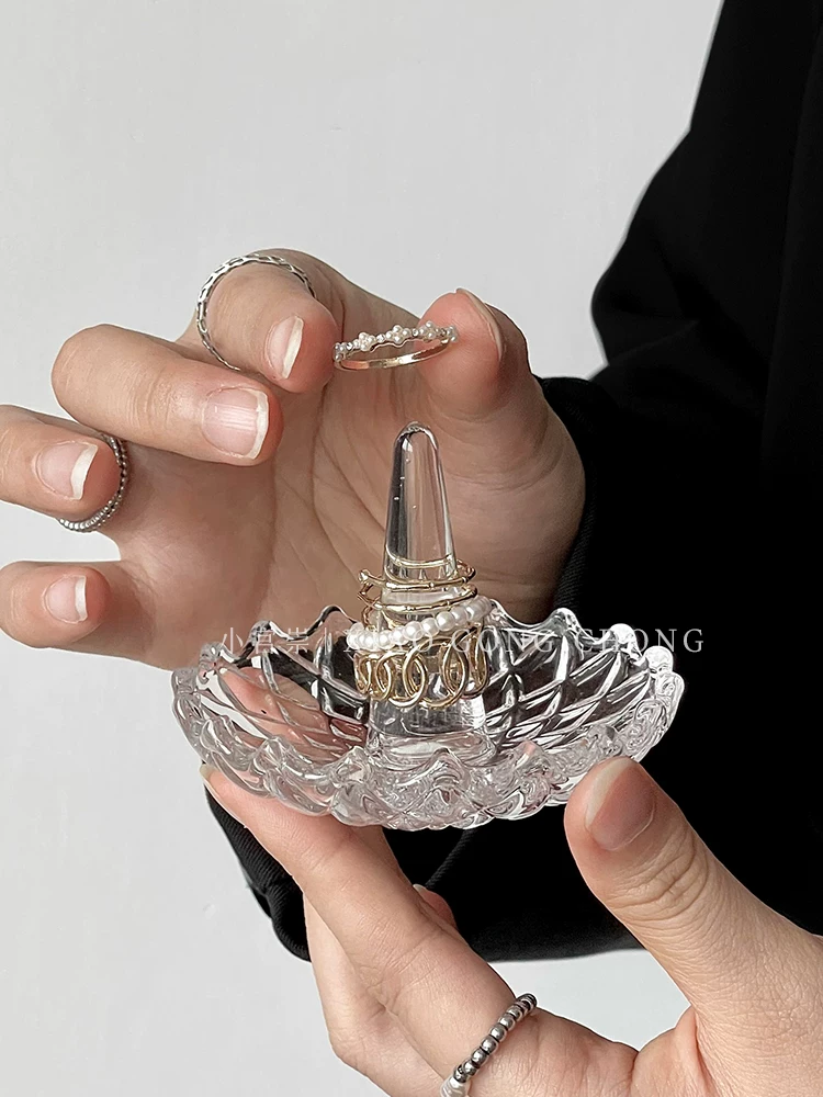 Giá đỡ trưng bày trang sức, đồ trang trí nhỏ, khay đựng vòng cổ, bông tai, đồng hồ, khay đựng trang sức bằng kính, giá đỡ nhẫn, khay đựng hạt cườm