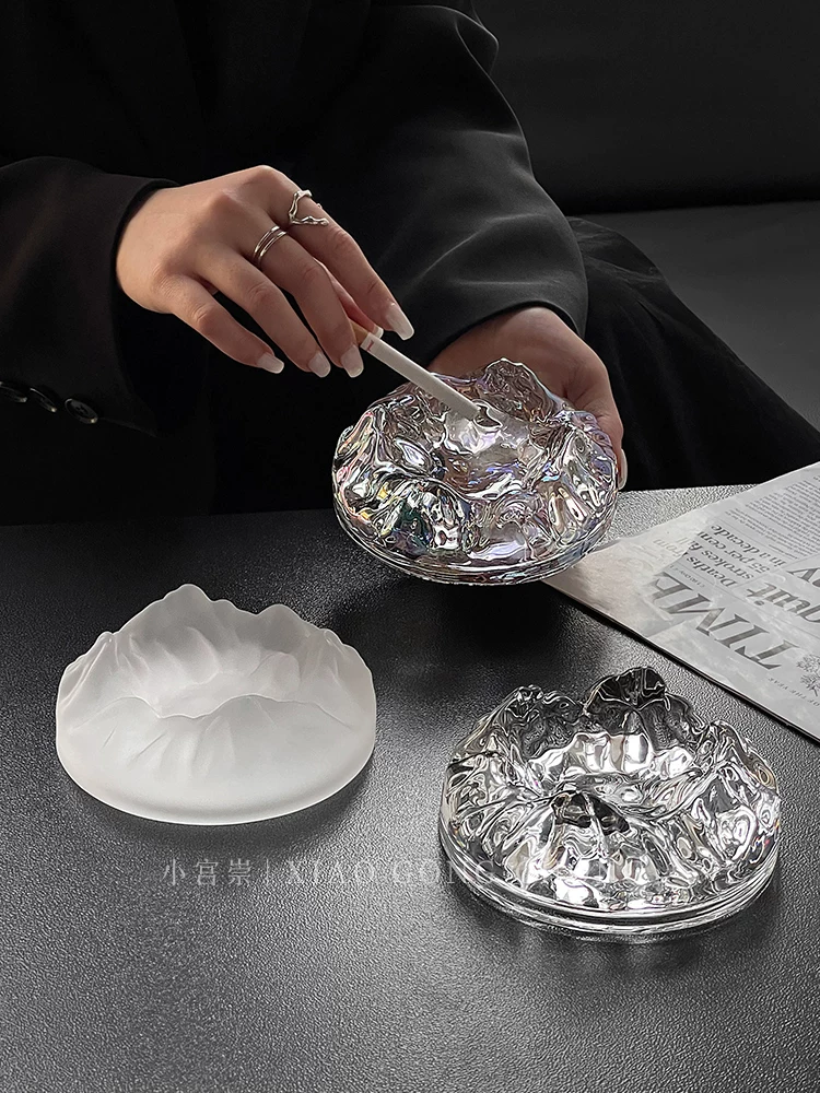 Gạt tàn thuốc phong cách Bắc Âu sang trọng nhẹ nhàng, trang trí nhà cửa, phòng khách, văn phòng, thiết kế sáng tạo, kiểu băng giá mờ, đồ trang trí thời thượng, giá để xì gà