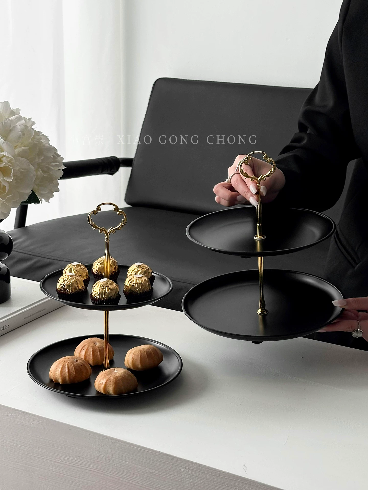 Khay đựng đồ ăn nhẹ và kẹo nhiều tầng phong cách Bắc Âu, giá để đồ ăn nhẹ bàn cà phê phòng khách gia đình sang trọng nhẹ nhàng, đĩa tráng miệng trà chiều sáng tạo