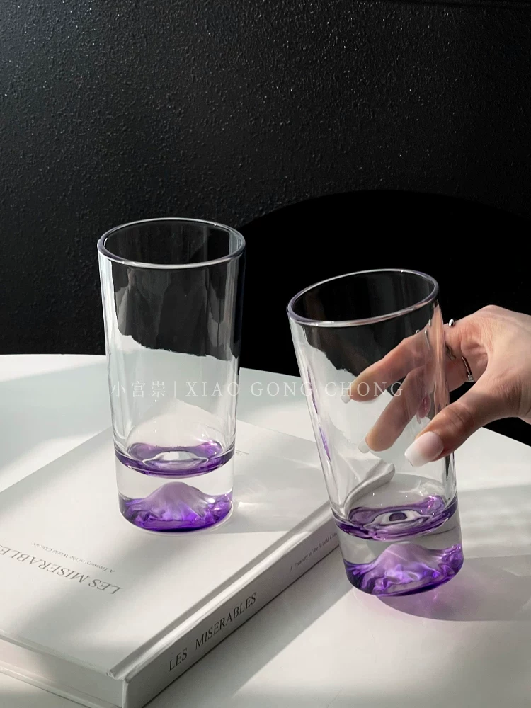 Ly núi Phú Sĩ màu tím thiết kế độc đáo, ly núi phong cách Instagram, ly núi tuyết cao cấp, ly rượu whisky thủy tinh