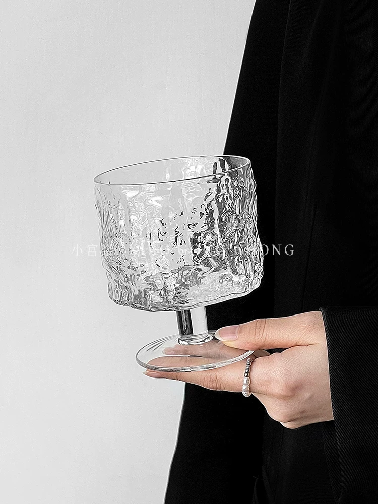 Ly thủy tinh cao họa tiết vỏ cây, phong cách ins, ly gia dụng, ly cà phê, ly nước ép, ly nước có ga, ly nước giải khát.