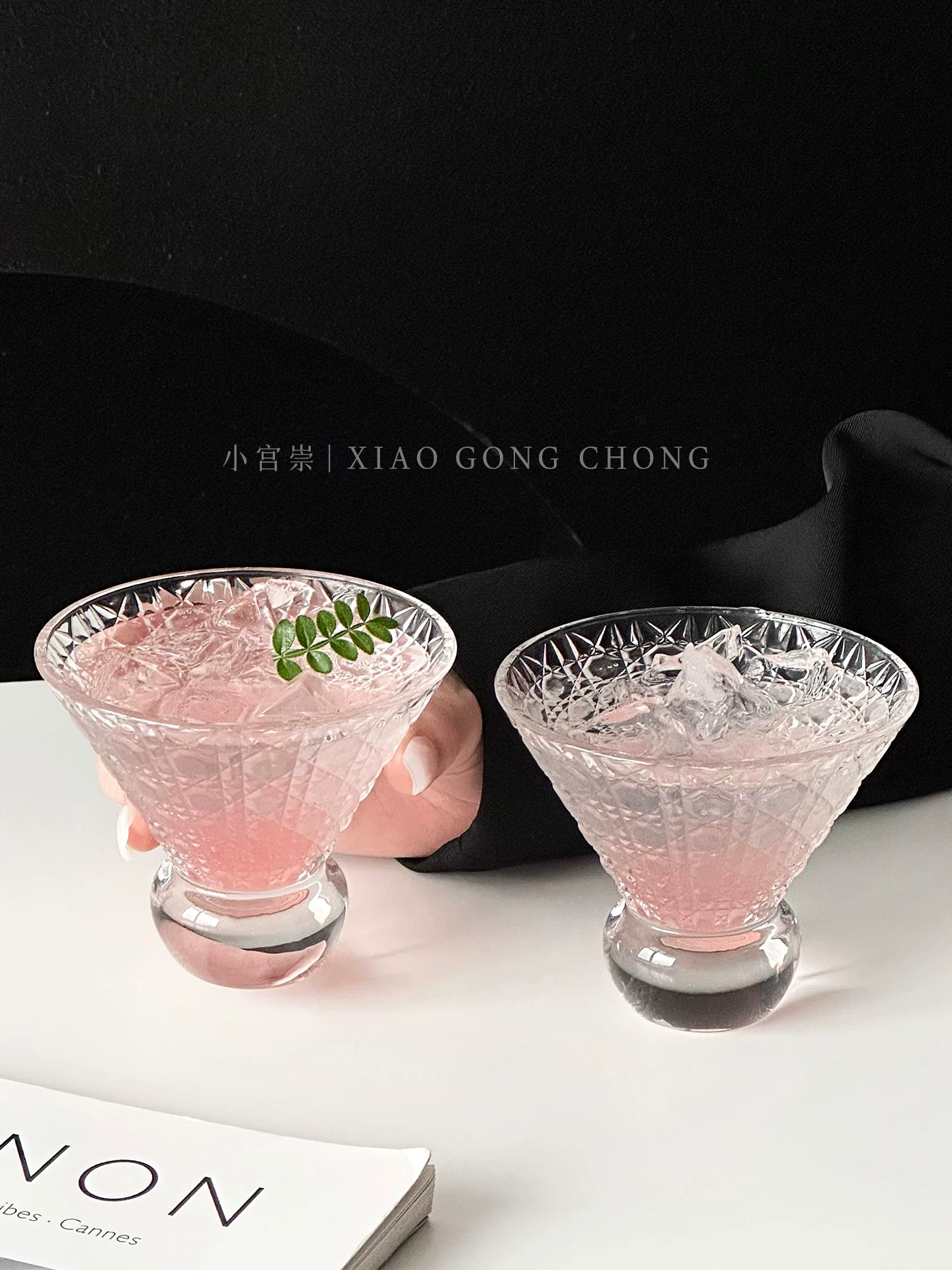 Ly thủy tinh cao, họa tiết đá quý cổ điển, sang trọng, độc đáo, thích hợp cho Americano đá, nước ép hoặc nước có ga.