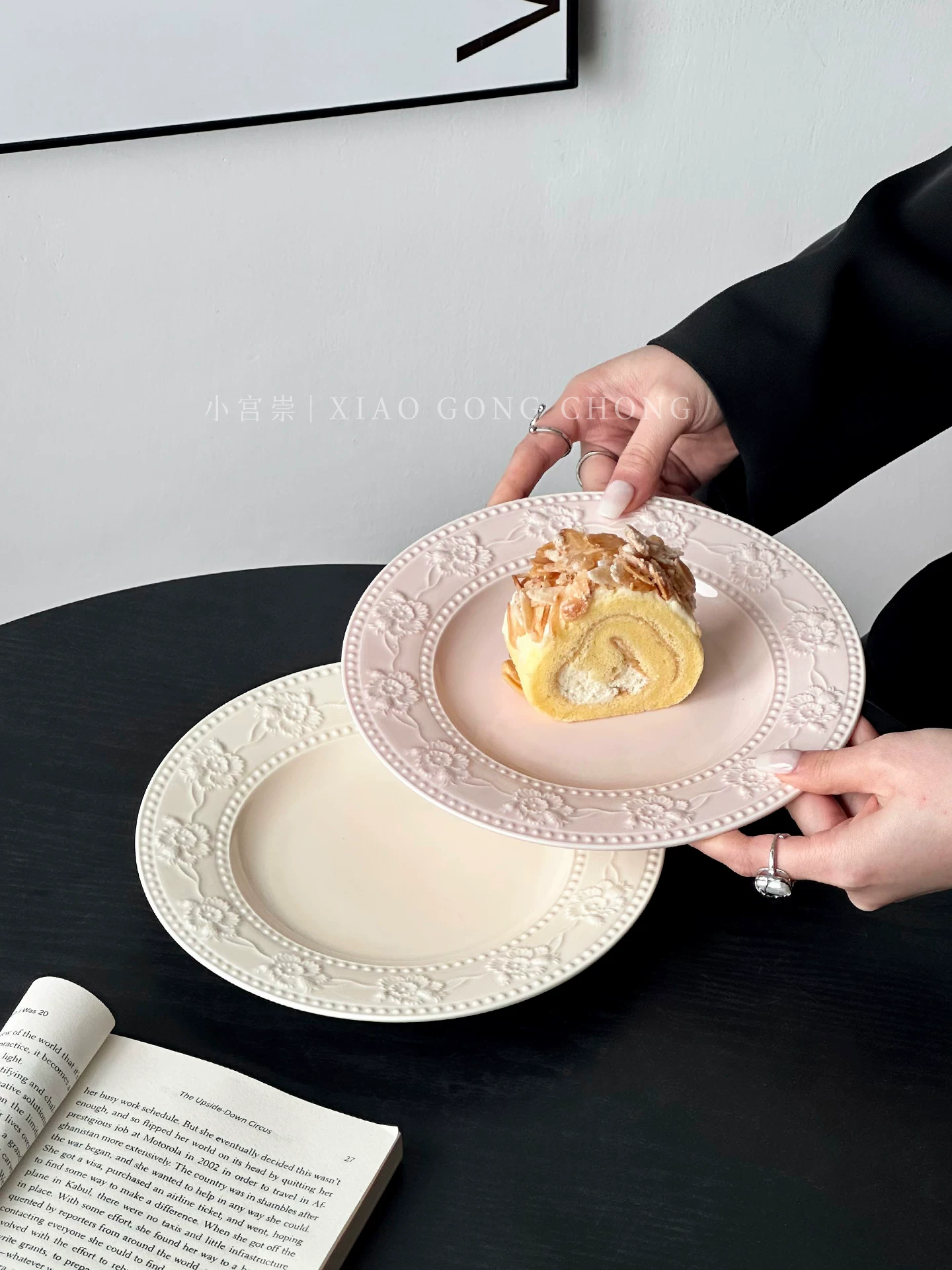 Đĩa tráng miệng kiểu Pháp, đồ dùng bằng gốm sứ cao cấp, đĩa bánh trà chiều tinh tế theo phong cách Instagram, đĩa mì kiểu Tây