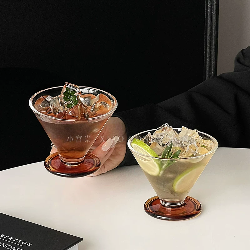 Ly cà phê đá Americano thiết kế cao cấp, ly thủy tinh, ly rượu sâm banh cổ điển Pháp, ly kem cao cấp