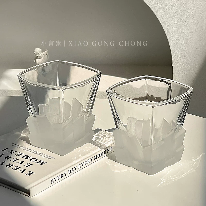 Ly đá viên độc đáo, ly rượu whisky, ly rượu mạnh, ly cà phê, ly thủy tinh gia dụng, ly nước sáng tạo
