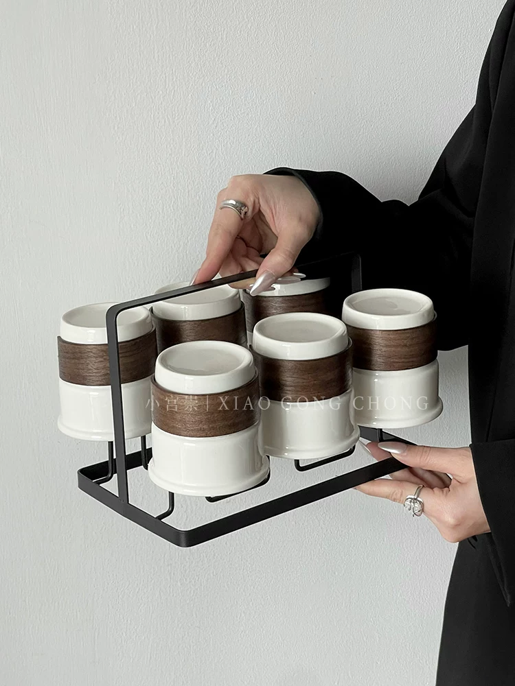 Bộ tách trà gốm sứ kiểu Trung Hoa dùng trong gia đình, tách uống trà cao cấp dùng trong phòng khách, chịu nhiệt, bộ ấm chén trà