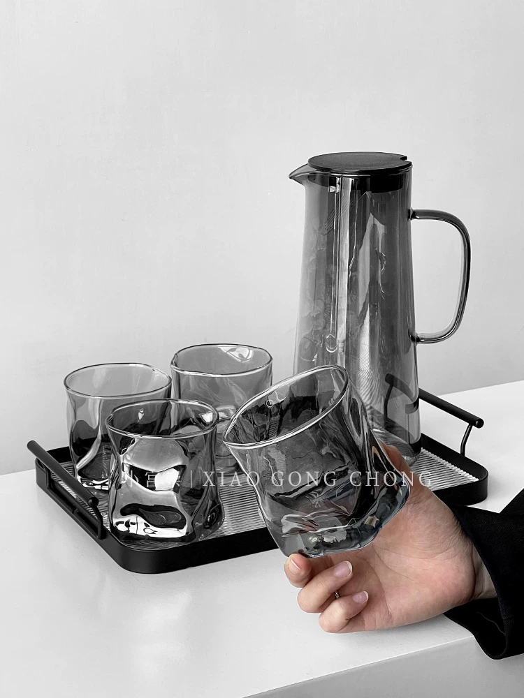Bộ cốc nước pha lê cao cấp, thẩm mỹ cao, dùng trong phòng khách, bình nước lạnh dung tích lớn, ly thủy tinh, tách trà.