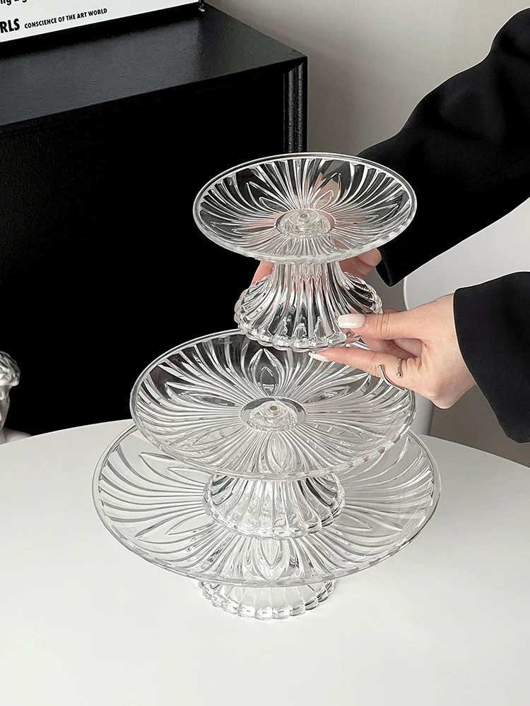Đĩa trái cây acrylic sáng tạo dùng trong nhà, đĩa đựng kẹo và đồ ăn nhẹ cao kiểu châu Âu, đĩa đựng đồ ăn nhẹ quầy bar, đĩa đựng hoa quả khô.