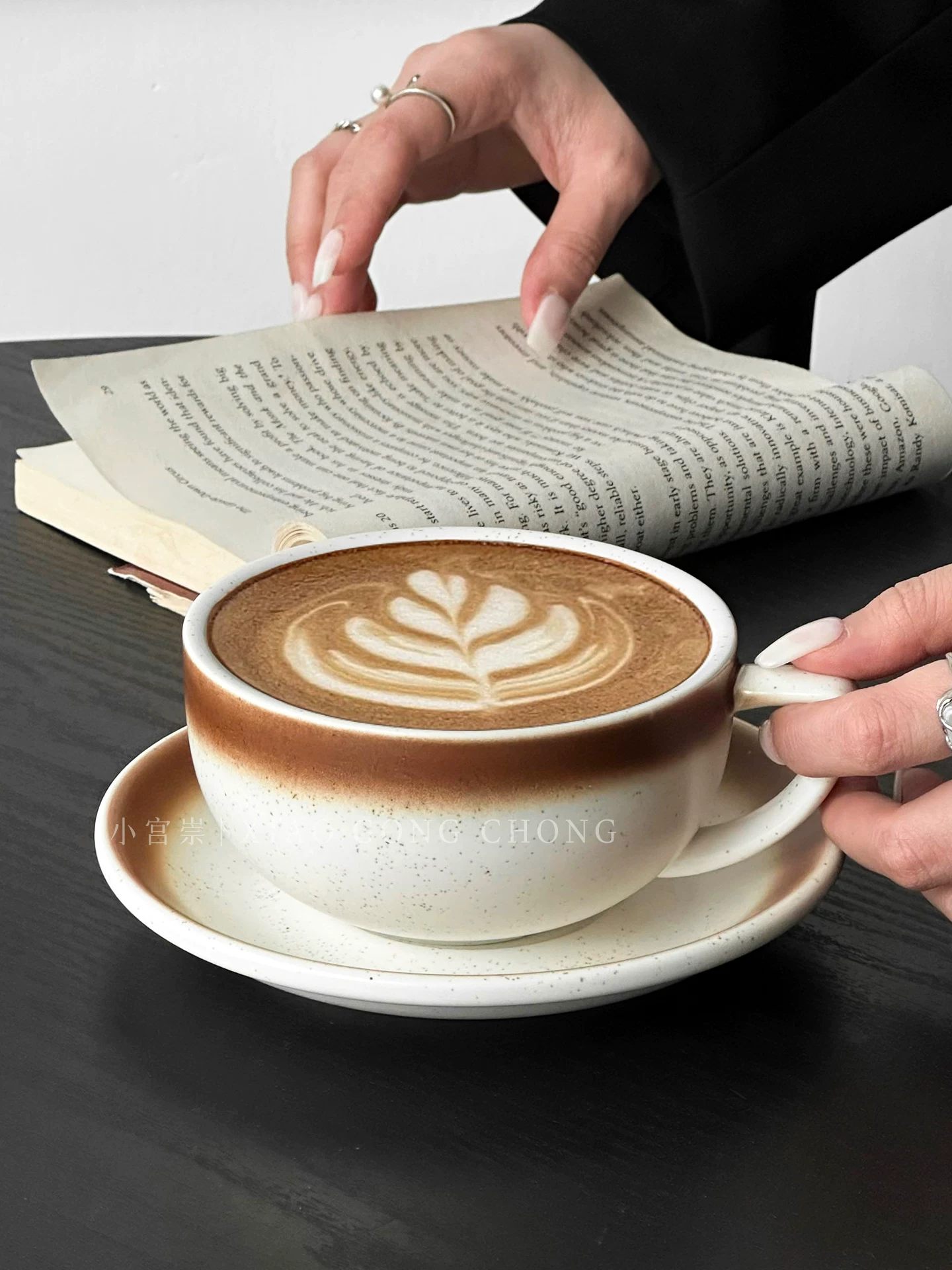 Tách và đĩa cà phê Sada cổ điển Nhật Bản, tách nghệ thuật latte bằng gốm sứ nổi chuyên nghiệp, tách latte lớn kiểu Mỹ dùng cho trà chiều