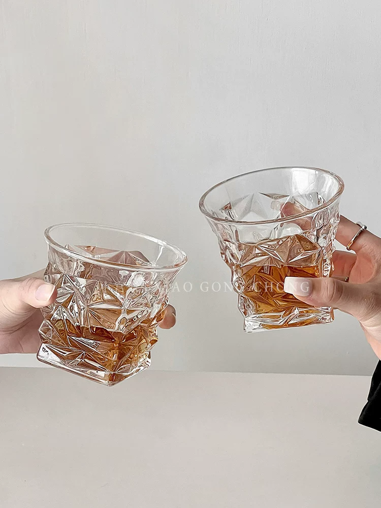 Bộ ly rượu whisky cao cấp, cốc bia thủy tinh sáng tạo, cốc gia dụng, ly rượu phong cách châu Âu thời thượng