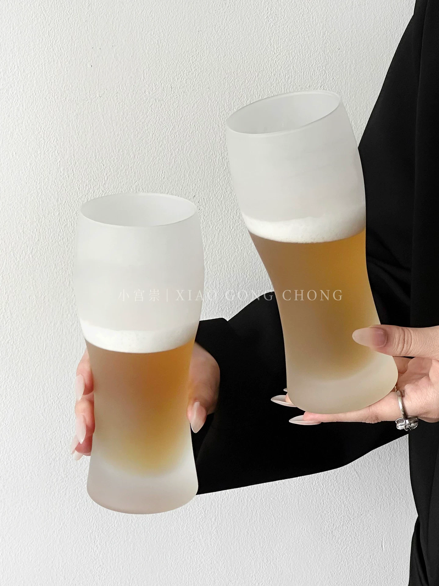 Ly bia thủy tinh họa tiết mờ sáng tạo, dung tích lớn, ly bia thủ công, ly uống nước lạnh, ly nước ép, ly đồ uống