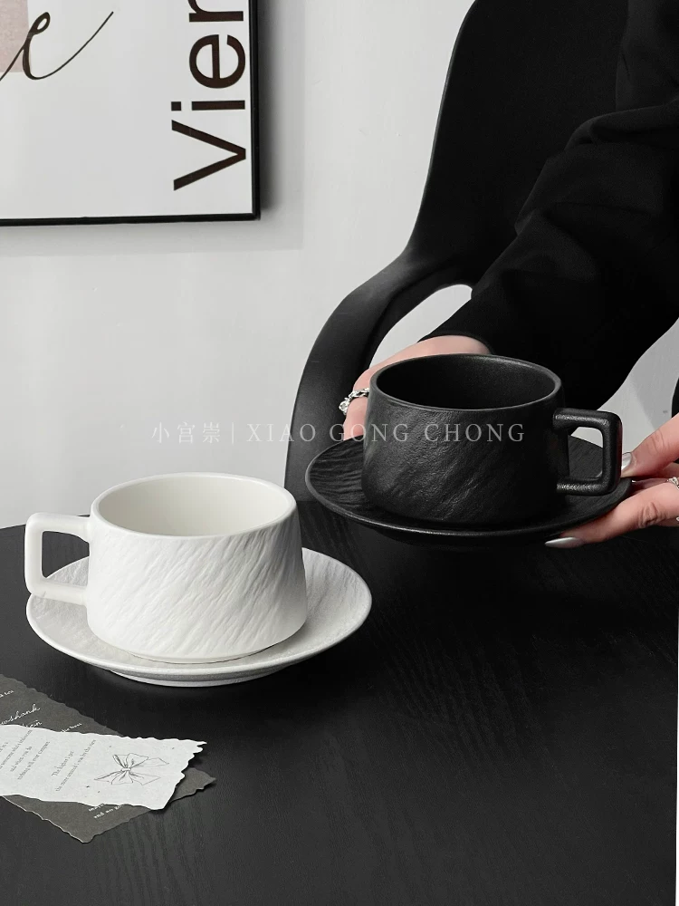 Tách cà phê họa tiết đá cổ điển, tách gốm sứ cao cấp đơn giản, tách latte art tinh tế, tách cappuccino mocha và đĩa lót