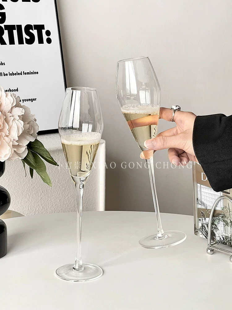 Bộ ly rượu sâm banh cao cấp dùng trong gia đình, ly rượu vang có ga, một cặp ly pha lê, ly cocktail sáng tạo