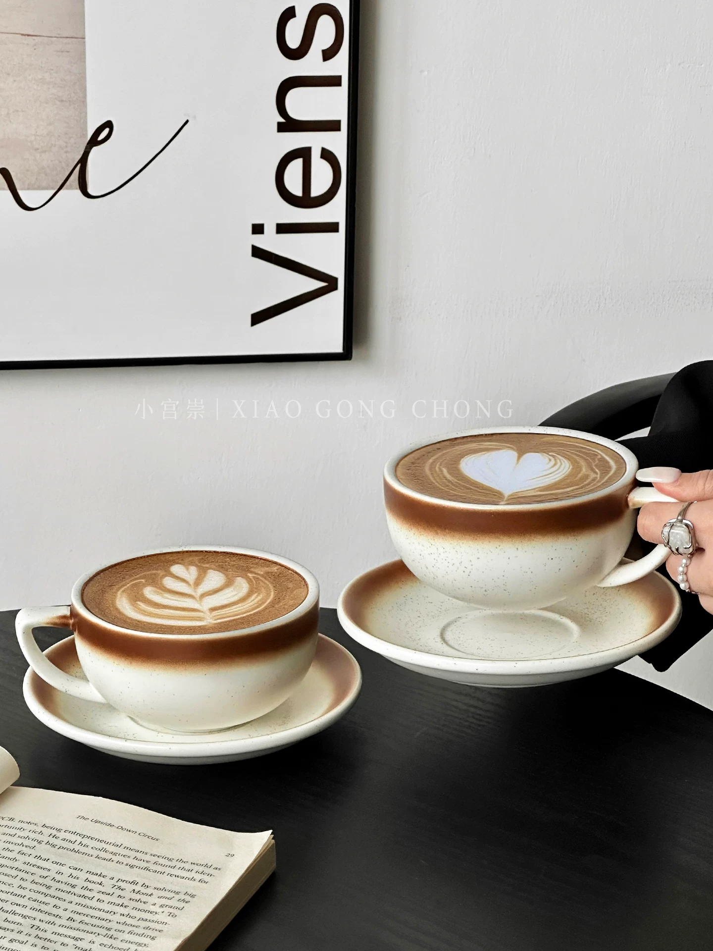Tách và đĩa cà phê Sada cổ điển Nhật Bản, tách nghệ thuật latte bằng gốm sứ nổi chuyên nghiệp, tách latte lớn kiểu Mỹ dùng cho trà chiều