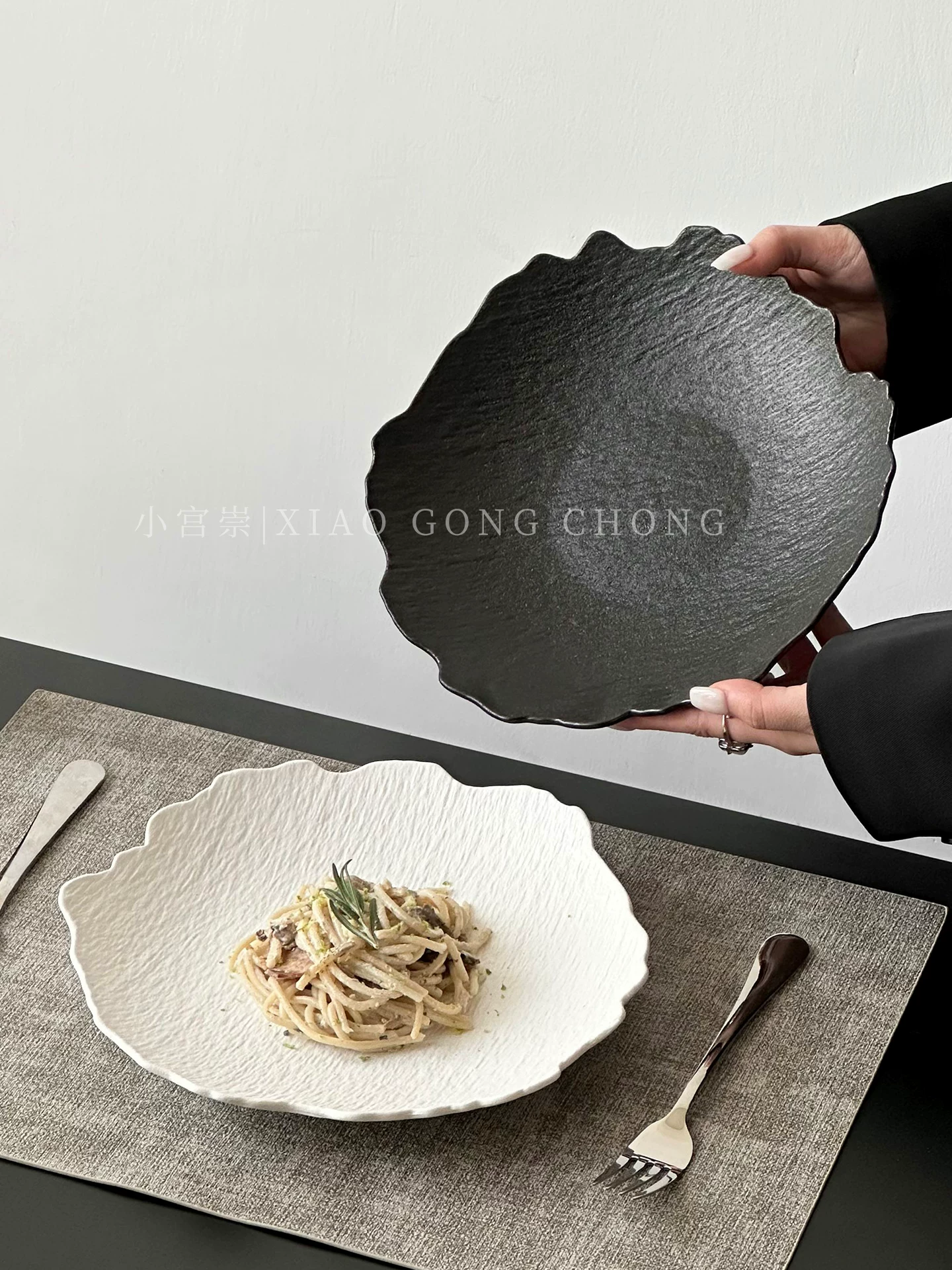 Đĩa steak hoa văn đá không đều cao cấp, đĩa gốm sứ kiểu Tây dùng trong gia đình, đĩa mì ống, đĩa sâu lòng, đĩa sáng tạo, đĩa salad