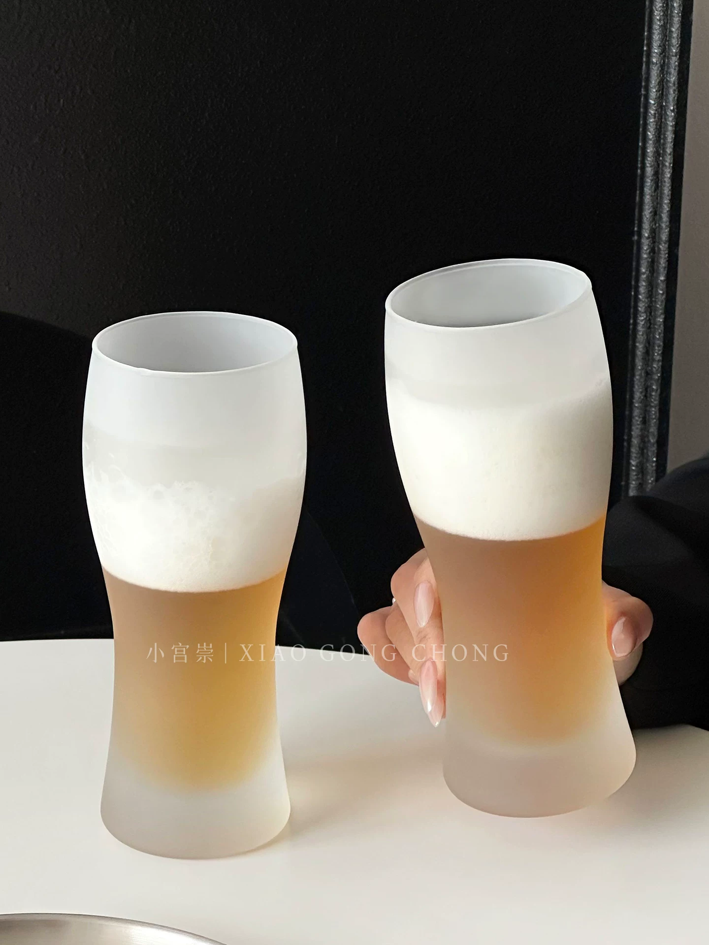 Ly bia thủy tinh họa tiết mờ sáng tạo, dung tích lớn, ly bia thủ công, ly uống nước lạnh, ly nước ép, ly đồ uống