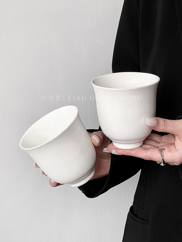 Cốc sứ trắng tinh khiết theo phong cách Ins, cốc cà phê, cốc latte đá Mỹ, cốc rượu hơi say, cốc cocktail, cốc cổ điển