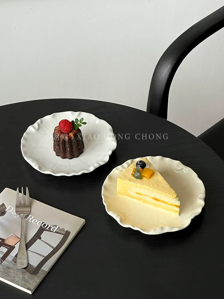 Đồ dùng bằng gốm sứ của Pháp đĩa tráng miệng trà chiều bánh kem đĩa tinh tế cao cấp đĩa ăn nhẹ đĩa trái cây