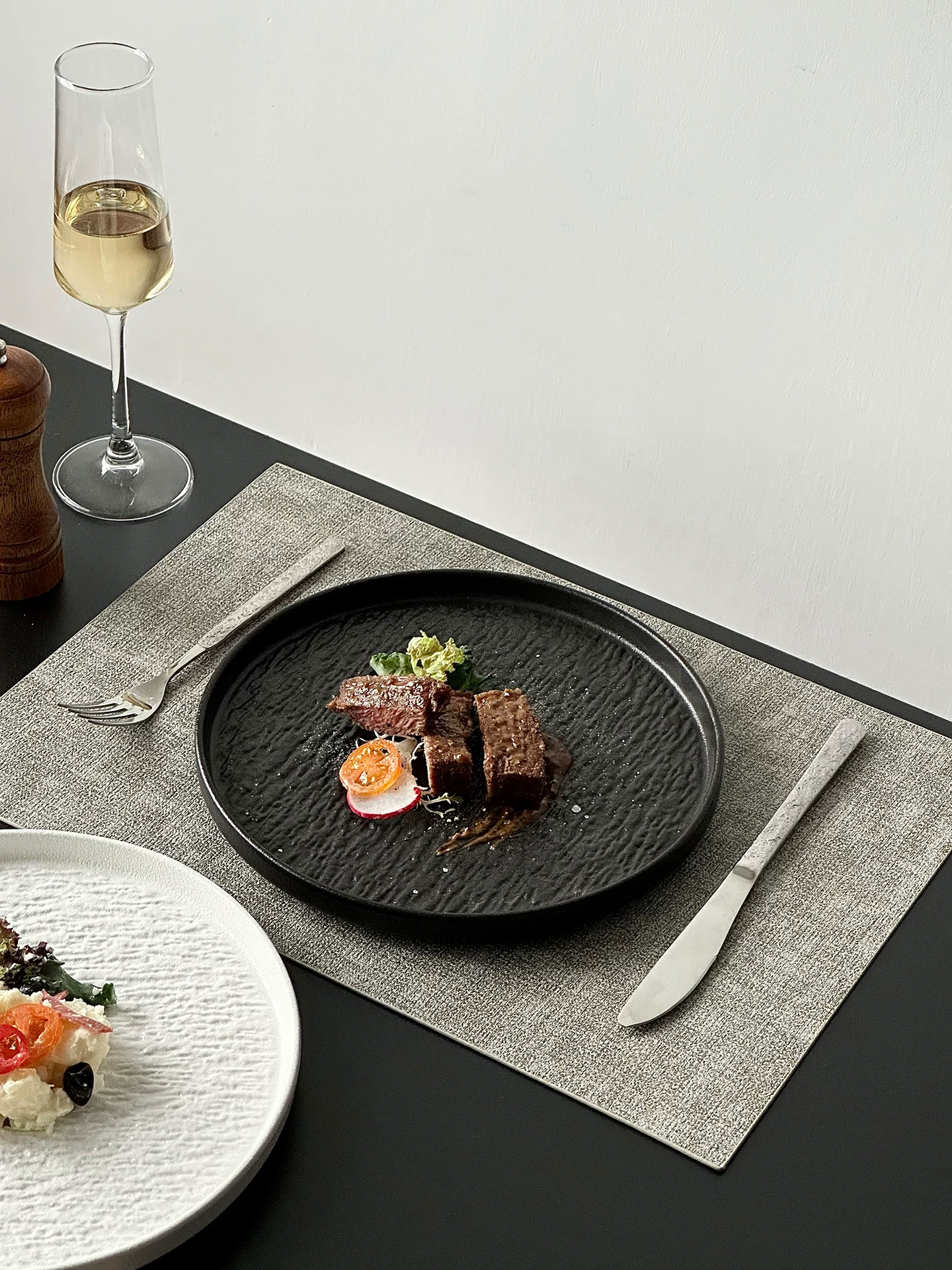 Đĩa steak gốm sứ họa tiết đá mờ, đĩa kiểu Tây cao cấp dùng trong gia đình, đĩa mì, đĩa salad sáng tạo, đĩa nông.