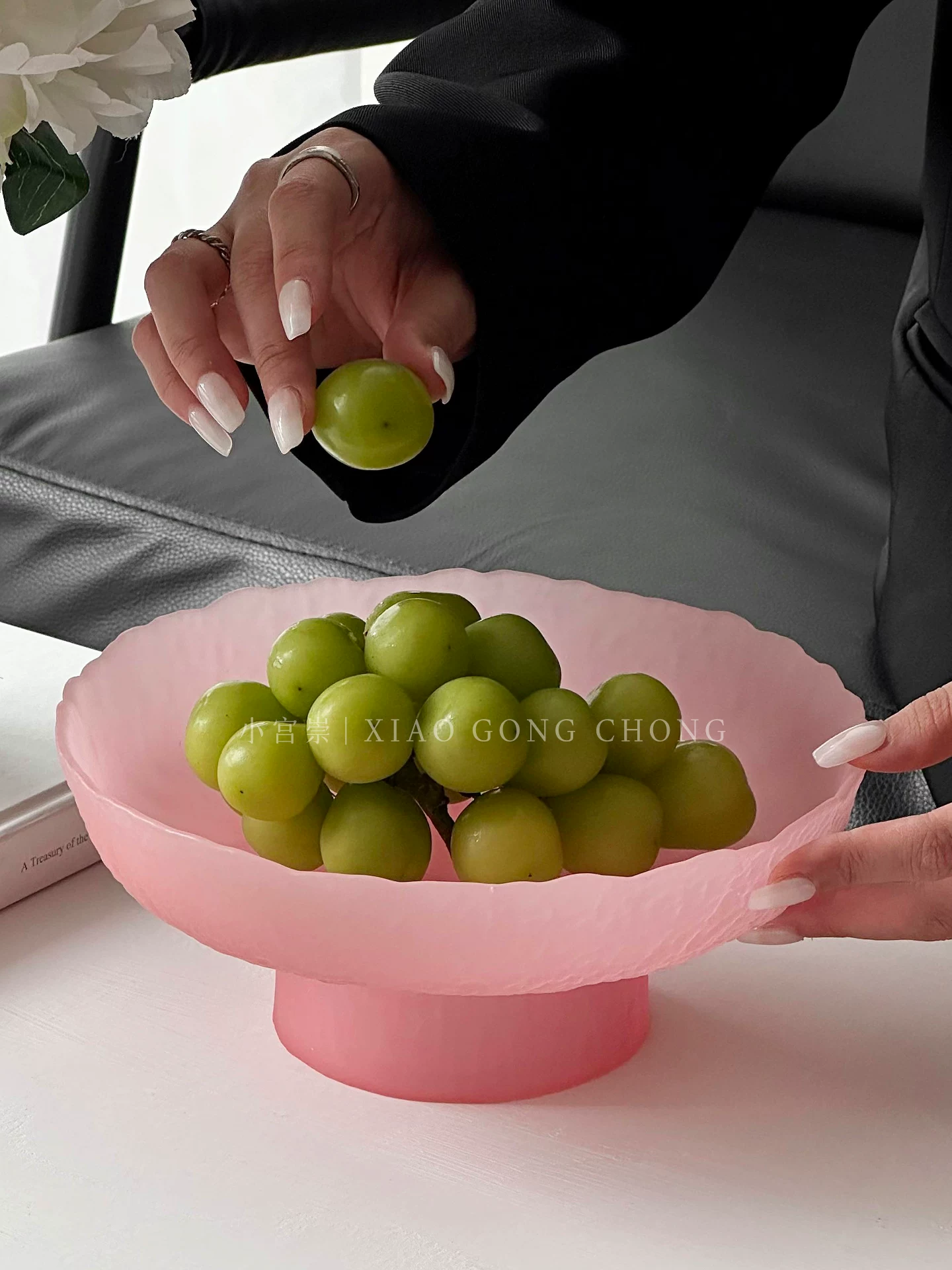 Đĩa trái cây chân cao phủ bột mờ chất lượng cao dùng trong nhà ở bàn cà phê phòng khách, đĩa đựng trái cây khô, đĩa trưng bày đồ ăn nhẹ, đĩa thủy tinh nhiều lớp.