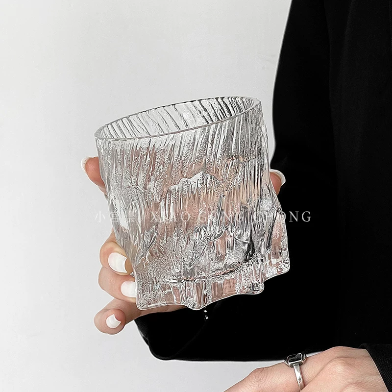 Cốc đá cao cấp, cốc rượu whisky sang trọng sáng tạo, cốc rượu nước ngoài, cốc đá có họa tiết đá, cốc nước thủy tinh gia dụng kiểu cổ điển