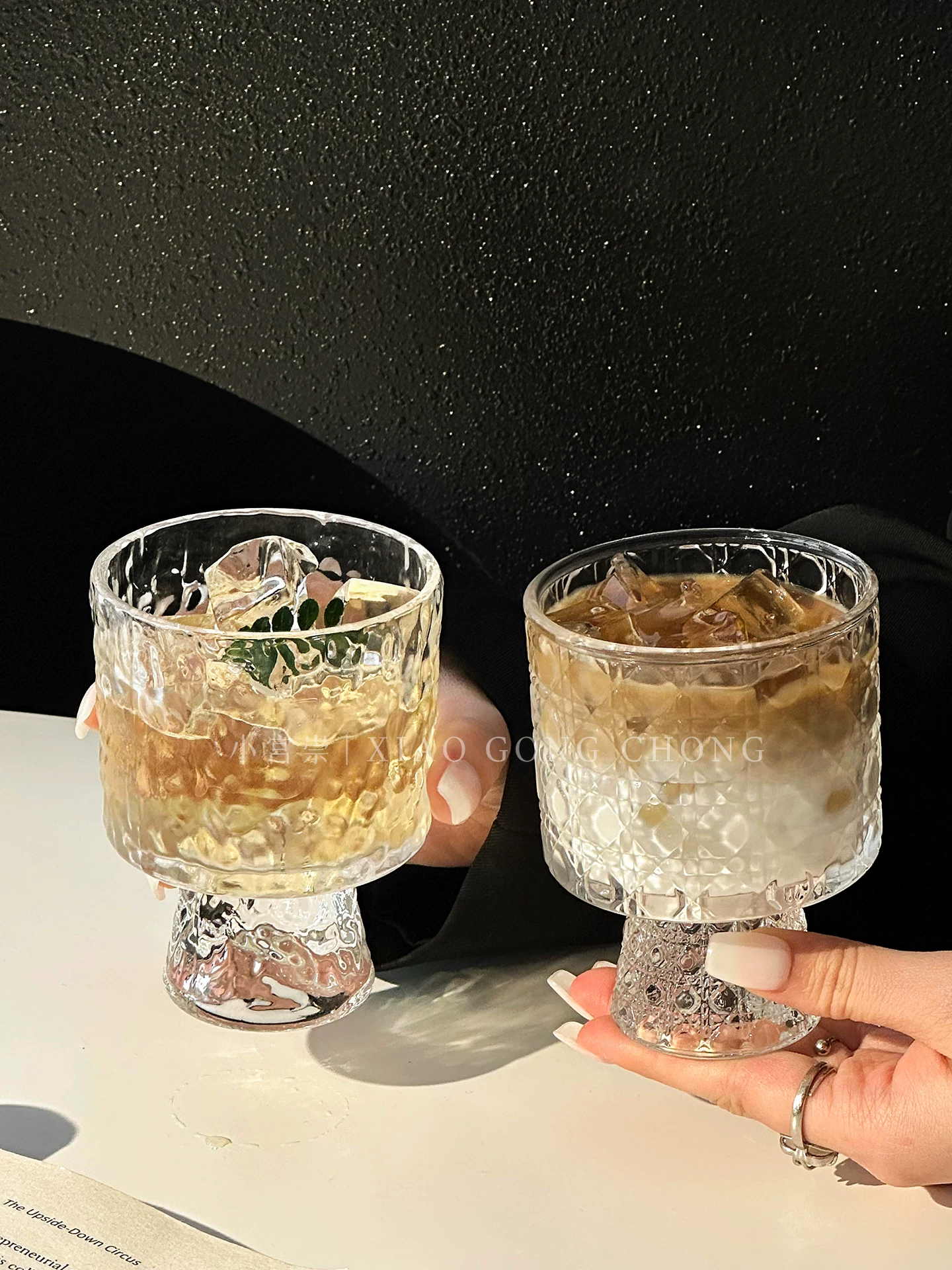 Ly thủy tinh trong suốt kiểu Instagram cao cấp dùng cho cà phê đá Americano, ly affogato, sữa, nước ép và các loại đồ uống khác.