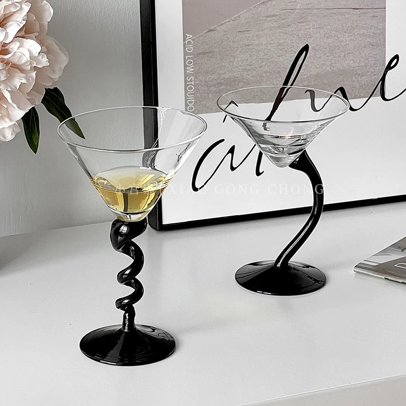 Ly rượu sâm banh, ly cocktail, ly martini cao cấp, thiết kế độc đáo, màu đen, sang trọng