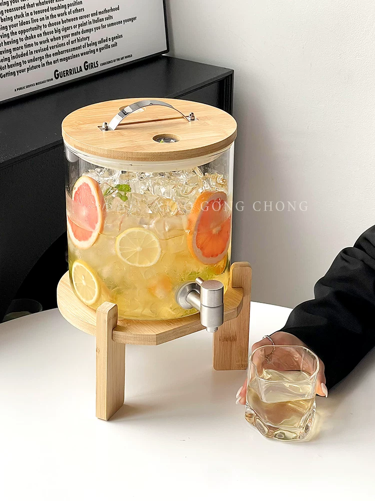 Thùng đựng nước ép tự phục vụ, thùng đựng đồ uống cola bia, bình nước lạnh bằng thủy tinh chịu nhiệt cao, thùng đựng rượu dung tích lớn, thùng đựng trà trái cây