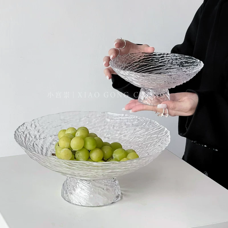 Khay đựng trái cây tinh tế để dùng trong nhà, đặt trên bàn cà phê phòng khách, khay đựng kẹo bằng thủy tinh pha lê cao cấp, khay đựng đồ ăn nhẹ và hoa quả khô chân cao.