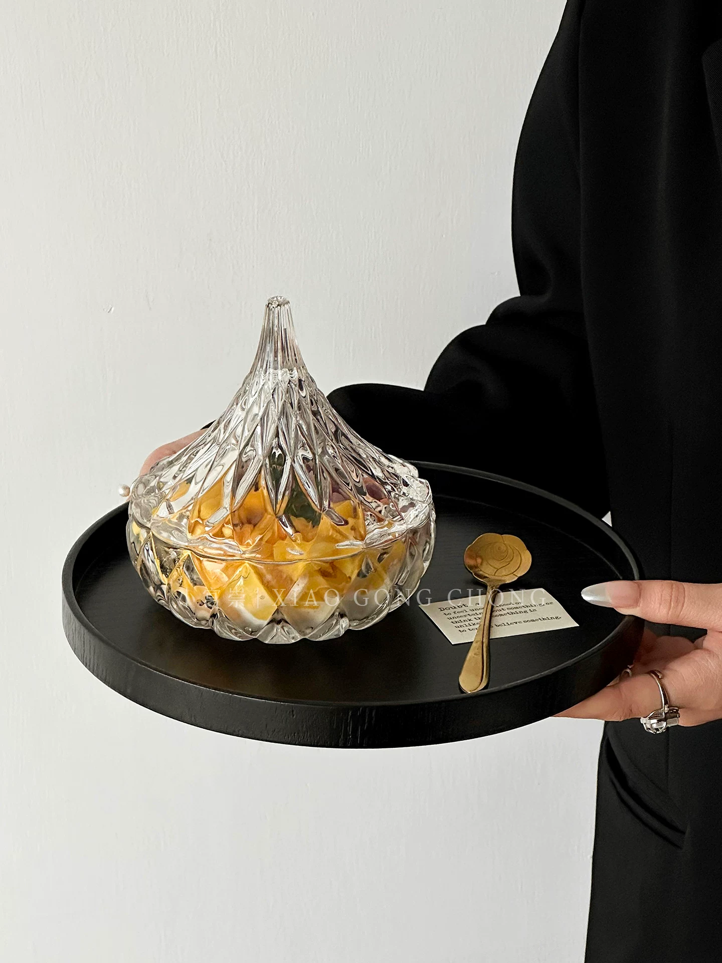 Bát tráng miệng kiểu Bắc Âu có nắp, cốc thủy tinh, cốc tổ chim thẩm mỹ cao, bát đựng nước đường, bát kem sáng tạo, bát đựng sữa chua trái cây.
