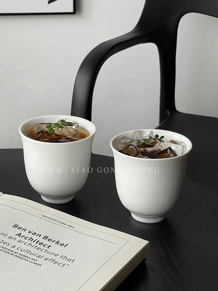 Cốc sứ trắng tinh khiết theo phong cách Ins, cốc cà phê, cốc latte đá Mỹ, cốc rượu hơi say, cốc cocktail, cốc cổ điển