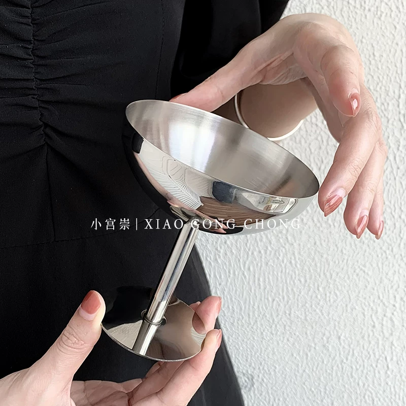 Bát tráng miệng bằng thép không gỉ 304 kiểu Ins, cốc kem, ly cocktail cao, đạo cụ chụp ảnh và đồ trang trí cho người viết blog về ẩm thực