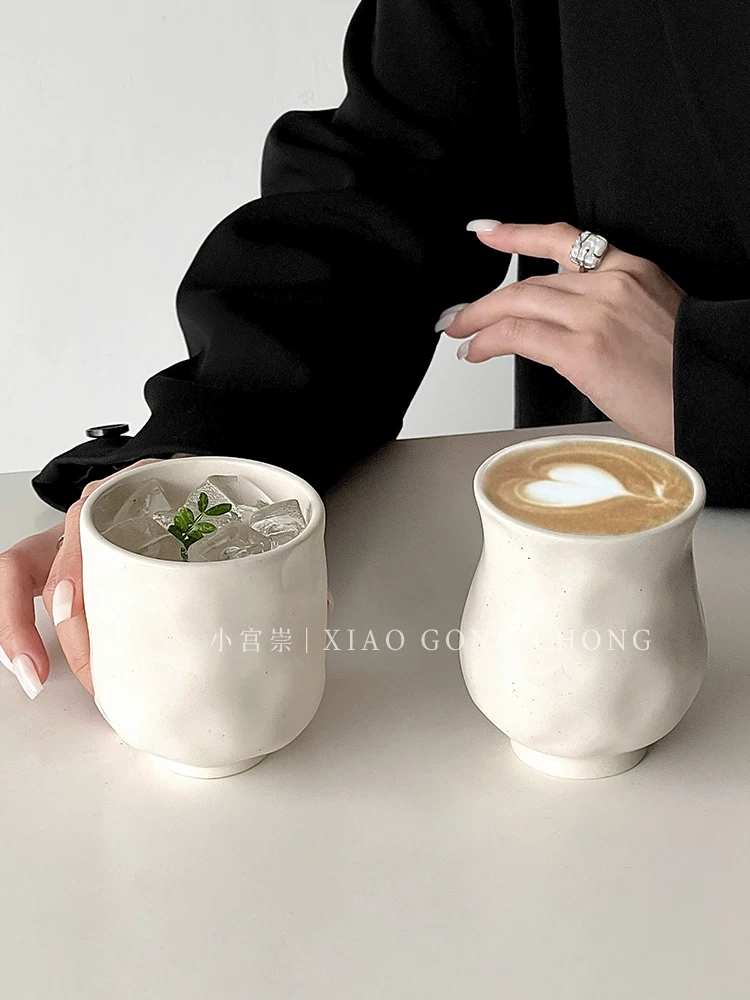 Tách cà phê gốm sứ trắng đơn giản, pha thủ công, kiểu dáng cổ điển, dùng cho trà chiều, tách tròn nhỏ, tách espresso latte