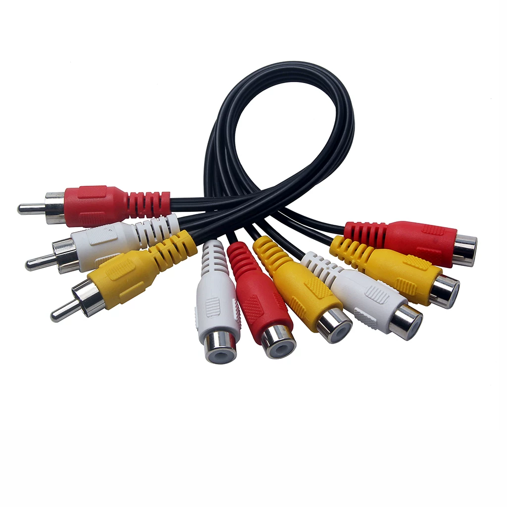 Cáp AV một ra hai, đầu RCA đực sang cái, đầu thu kỹ thuật số DVD để kết nối với TV, cáp video RCA một ra hai