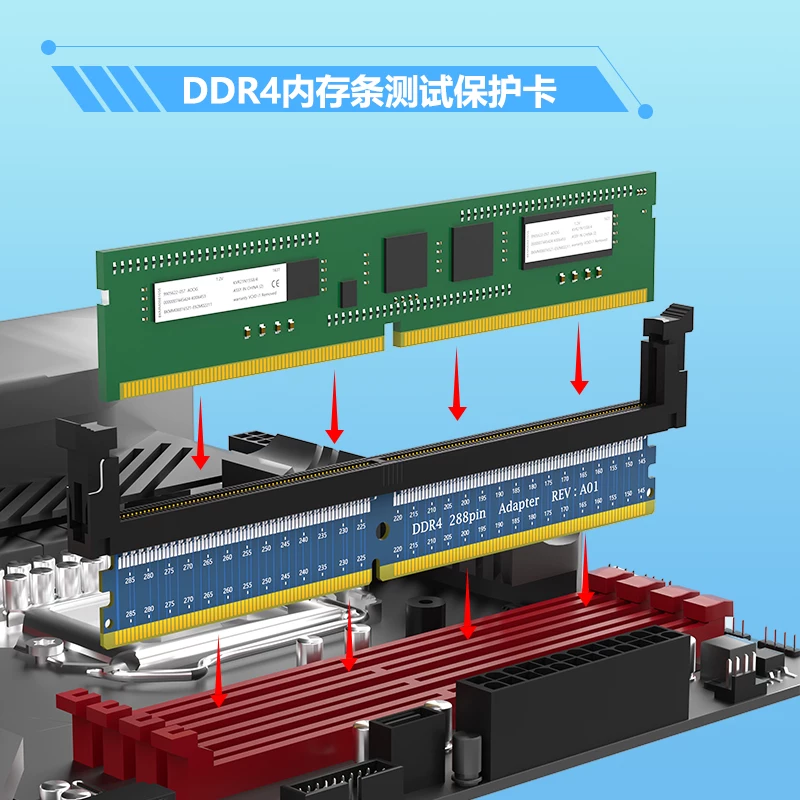 Card bảo vệ bộ nhớ máy tính để bàn DDR3 DDR4 DDR5, card chuyển đổi bộ nhớ UDIMM có móc tai