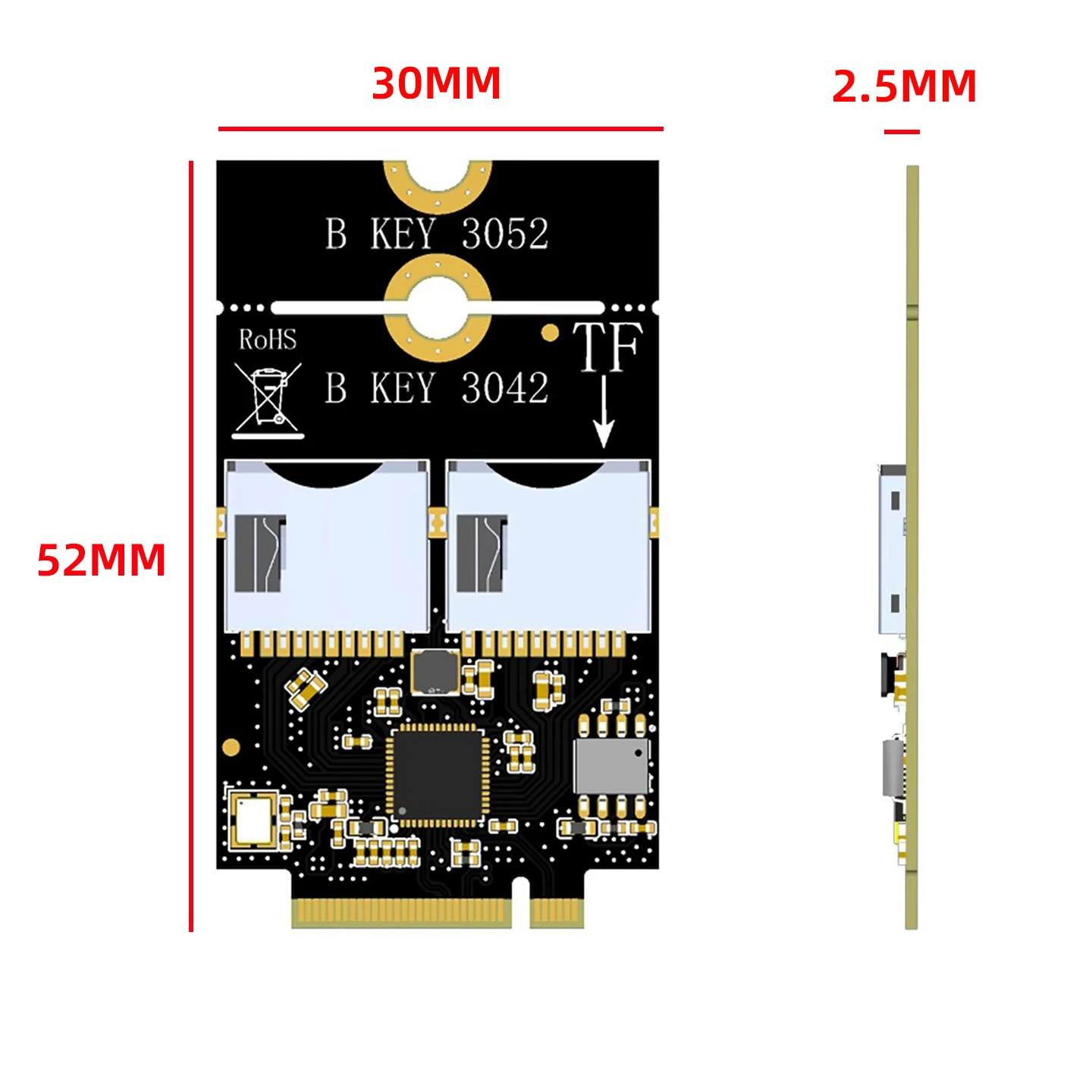 Giao diện mô-đun mạng WWAN với thẻ chuyển đổi kép TF USB3.0 TYPE-C Thẻ mở rộng M.2 B-KEY