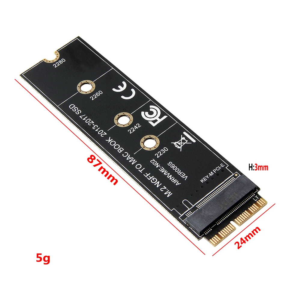 Thích hợp cho phiên bản nâng cấp M.2 NVME lên card chuyển đổi ổ cứng thể rắn Apple 2013-2017 phiên bản dài 3.0