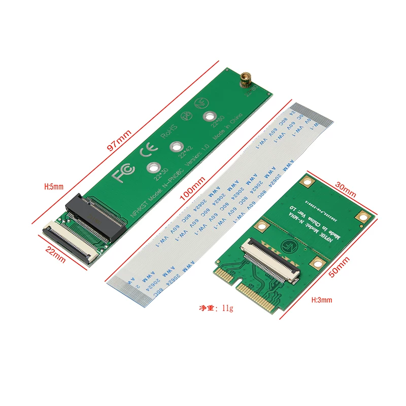 Card mạng không dây MINI PCIE sang ổ cứng NVMe M.2 NGFF SSD sang thẻ chuyển đổi mini pci-e