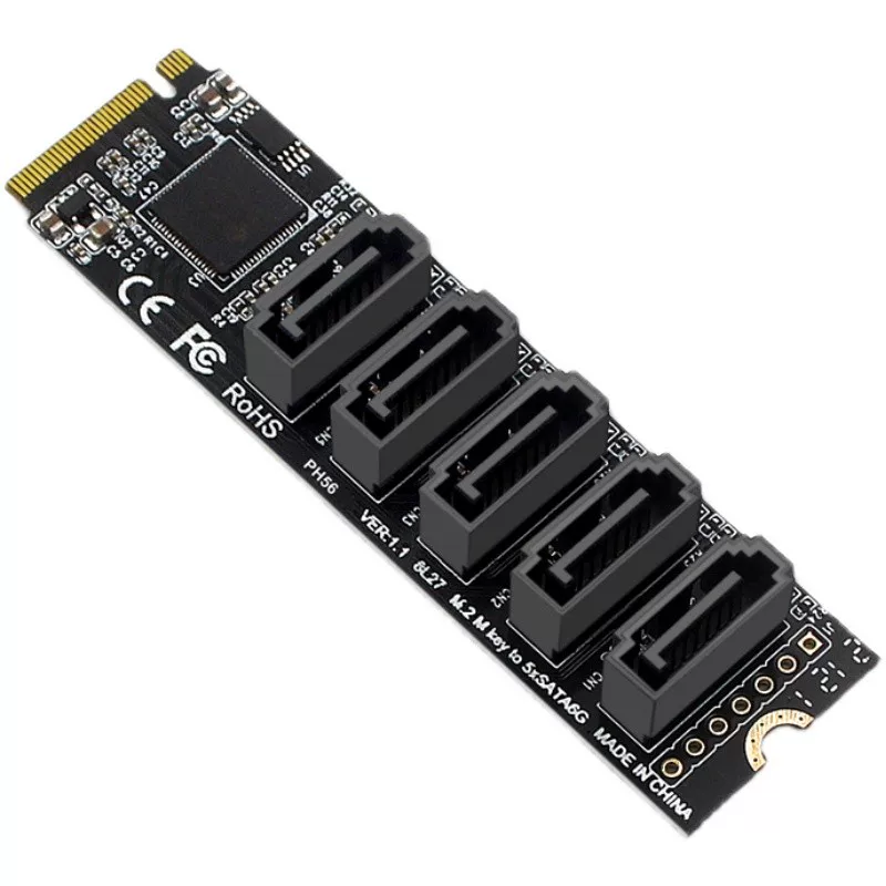 Thẻ mở rộng ổ cứng M2 NVME sang 5 cổng SATA NAS Synology UNRAID TrueNAS JMB585
