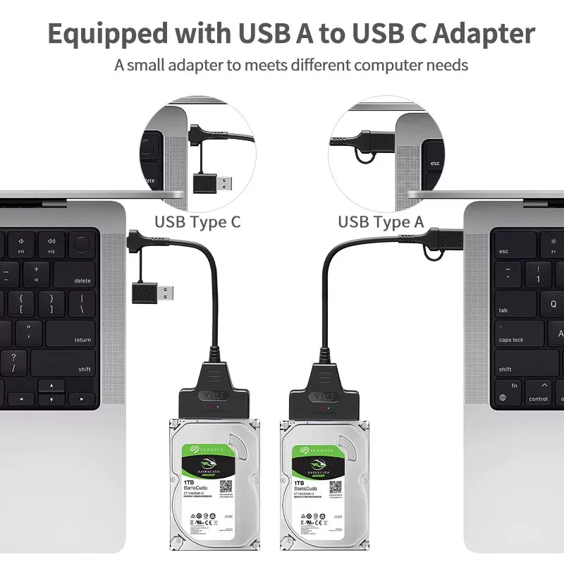 Ổ cứng SATA 2.5inch sang USB3.0 TYPE-C cáp ổ cứng dễ dàng ổ cứng SSD cơ khí cáp chuyển đổi đa năng kết nối bên ngoài