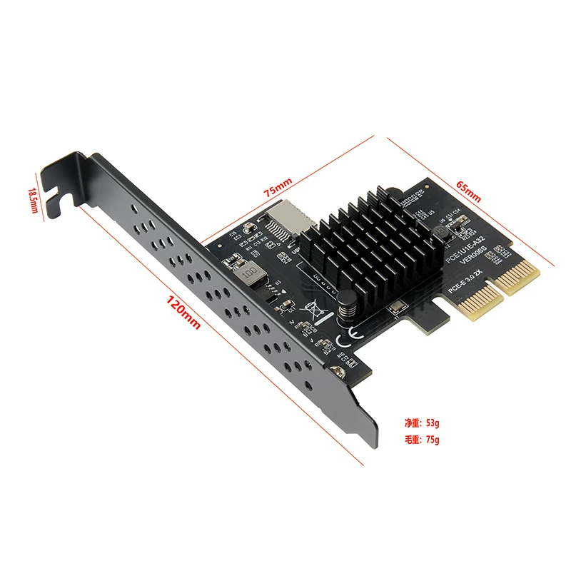 Thẻ mở rộng PCI-E 2X gắn phía trước sang TYPE-E Bộ điều khiển chính USB3.1 Bộ chuyển đổi Xiangshuo ASM3142 10Gbps