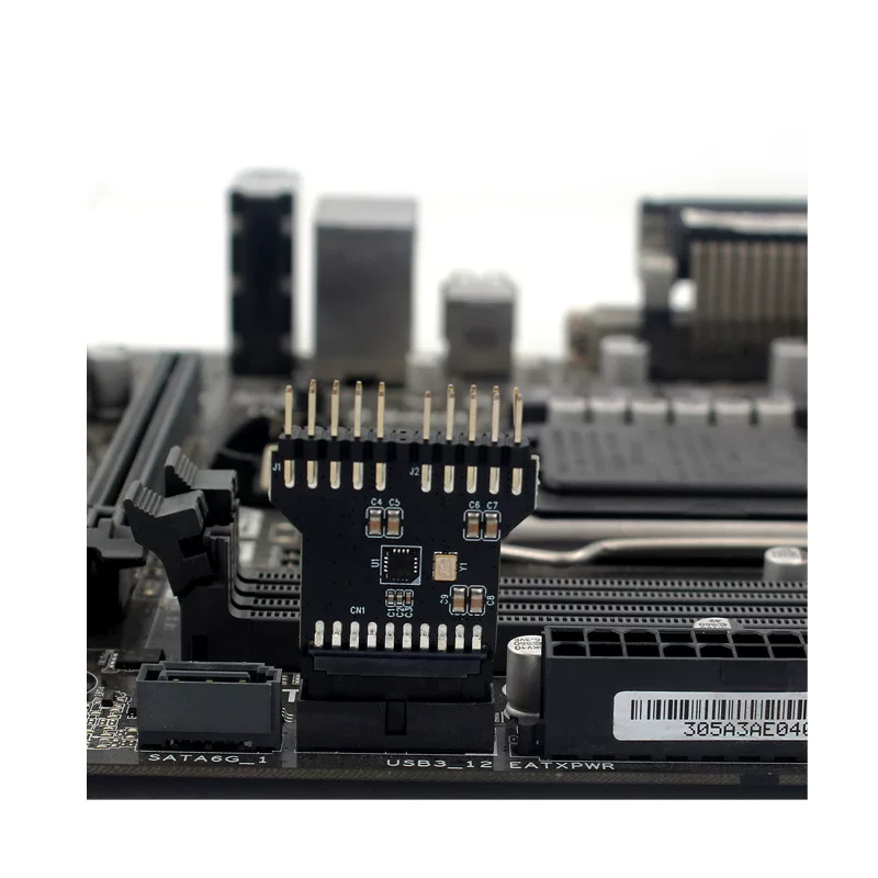 Bo mạch chủ USB3.0 19PIN sang đầu nối kép 9PIN để làm mát bằng nước Đo tốc độ quạt có đèn RGB, bộ chuyển đổi 19 chân sang 9 chân kép.