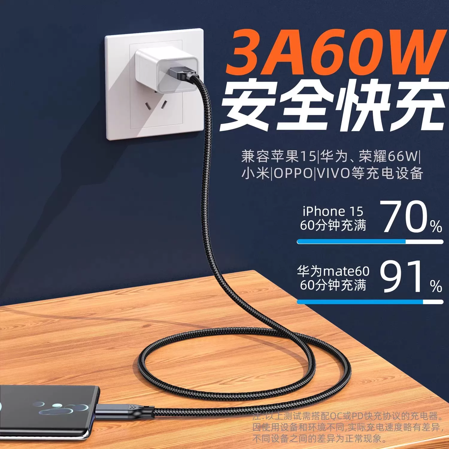 Cáp dữ liệu USB3.1 sang type-c truyền dẫn tốc độ cao 3.2Gen1 PD60W hộp ổ cứng di động sạc nhanh 10Gbps