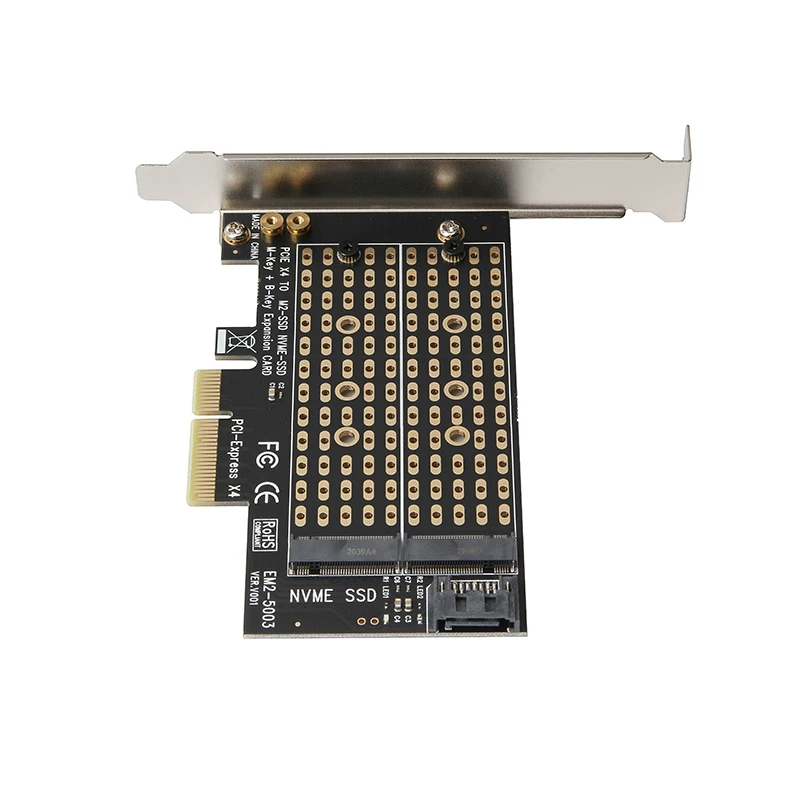 Miễn phí vận chuyển NVME M.2 NVMe SSD M.2 sang PCIEX4 adapter card M Key plus B Key giao diện kép thẻ