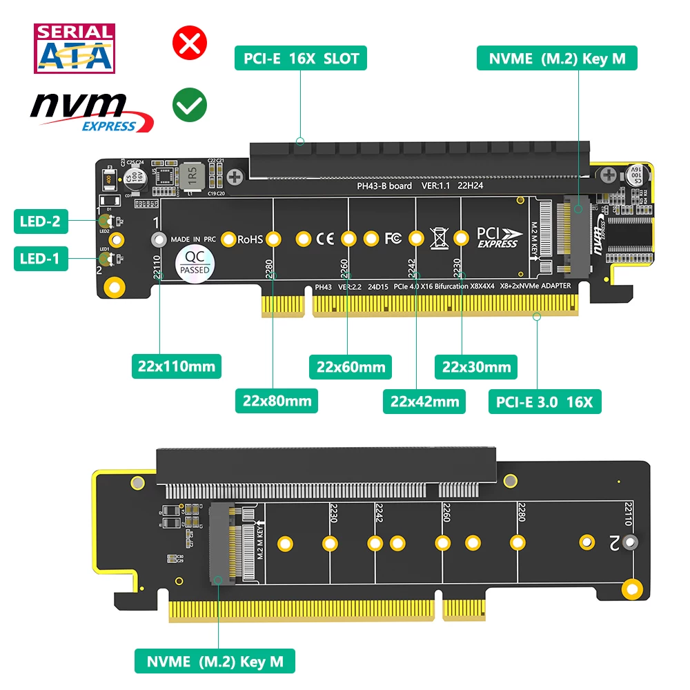 Thẻ mở rộng chia kênh PCIE4.0 8+4+4Hyper Ultra Quad VROC M2 NVMe
