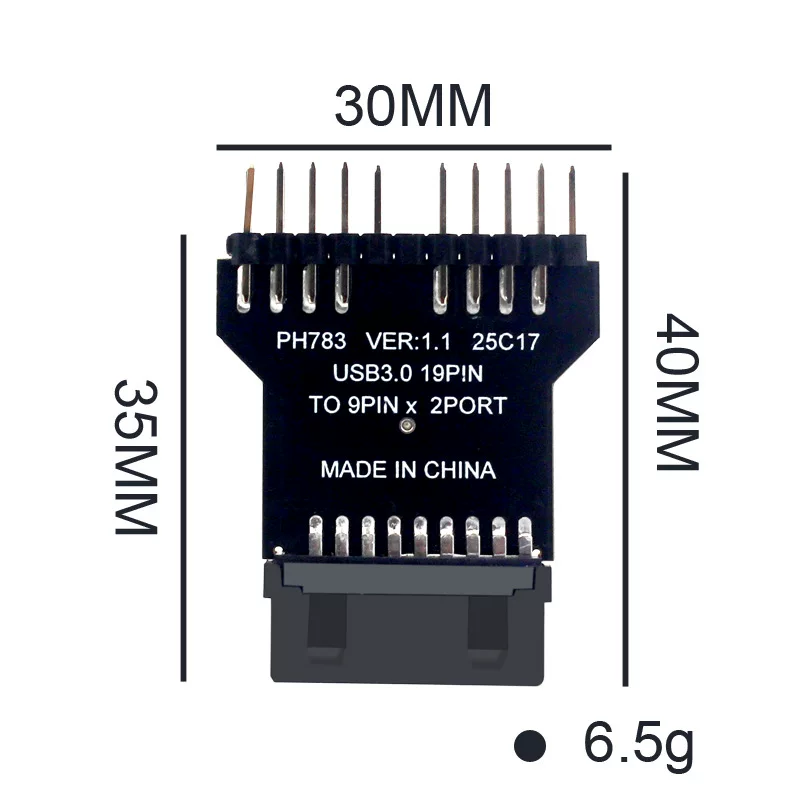 Bo mạch chủ USB3.0 19PIN sang đầu nối kép 9PIN để làm mát bằng nước Đo tốc độ quạt có đèn RGB, bộ chuyển đổi 19 chân sang 9 chân kép.